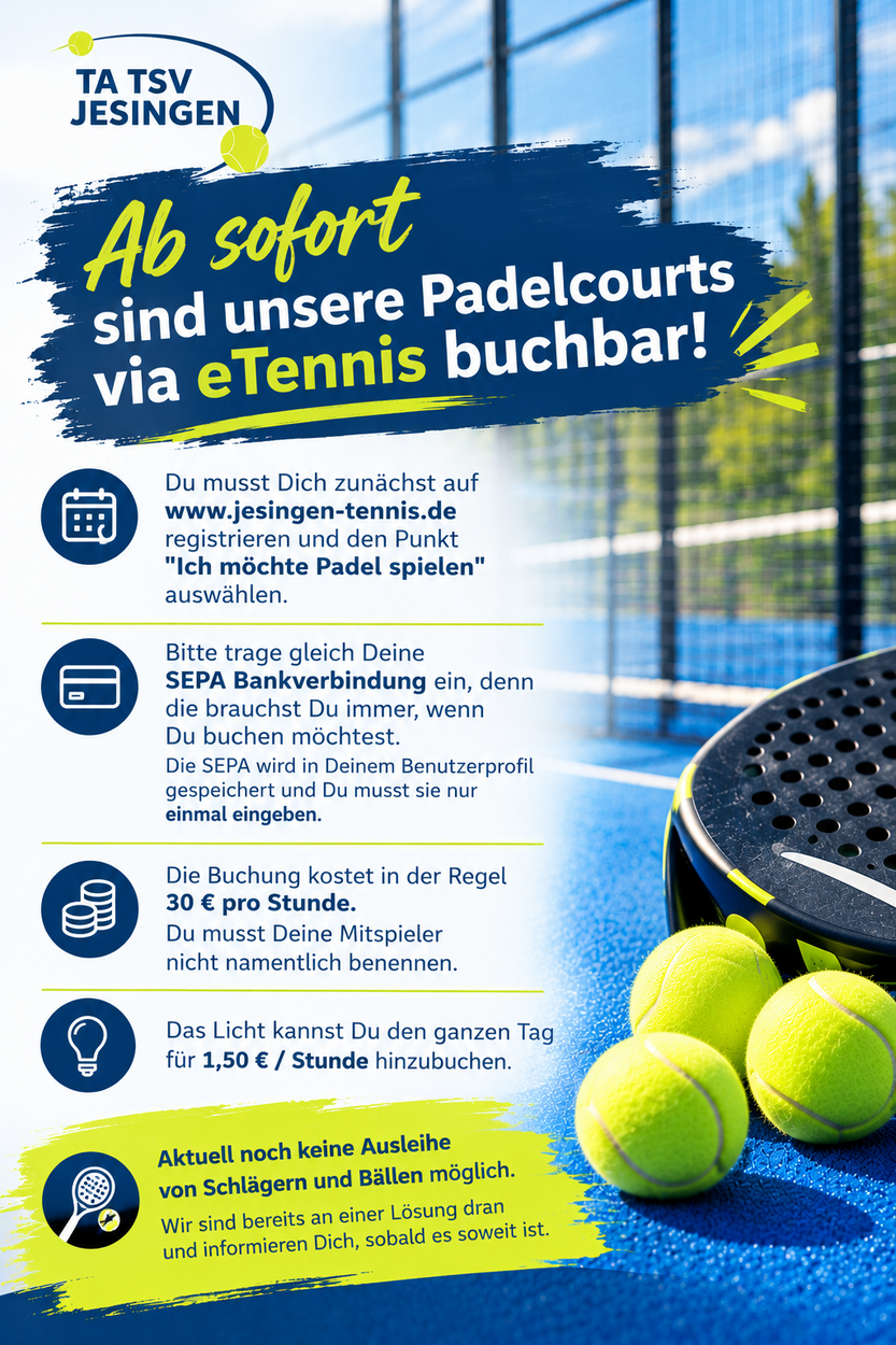 Ab sofort sind die Padelcourts buchbar!
